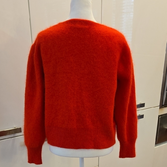 Vintage 1980s Angora Balloon Sleeves Red Cardigan Womens Size Medium - Picture 3 of 7